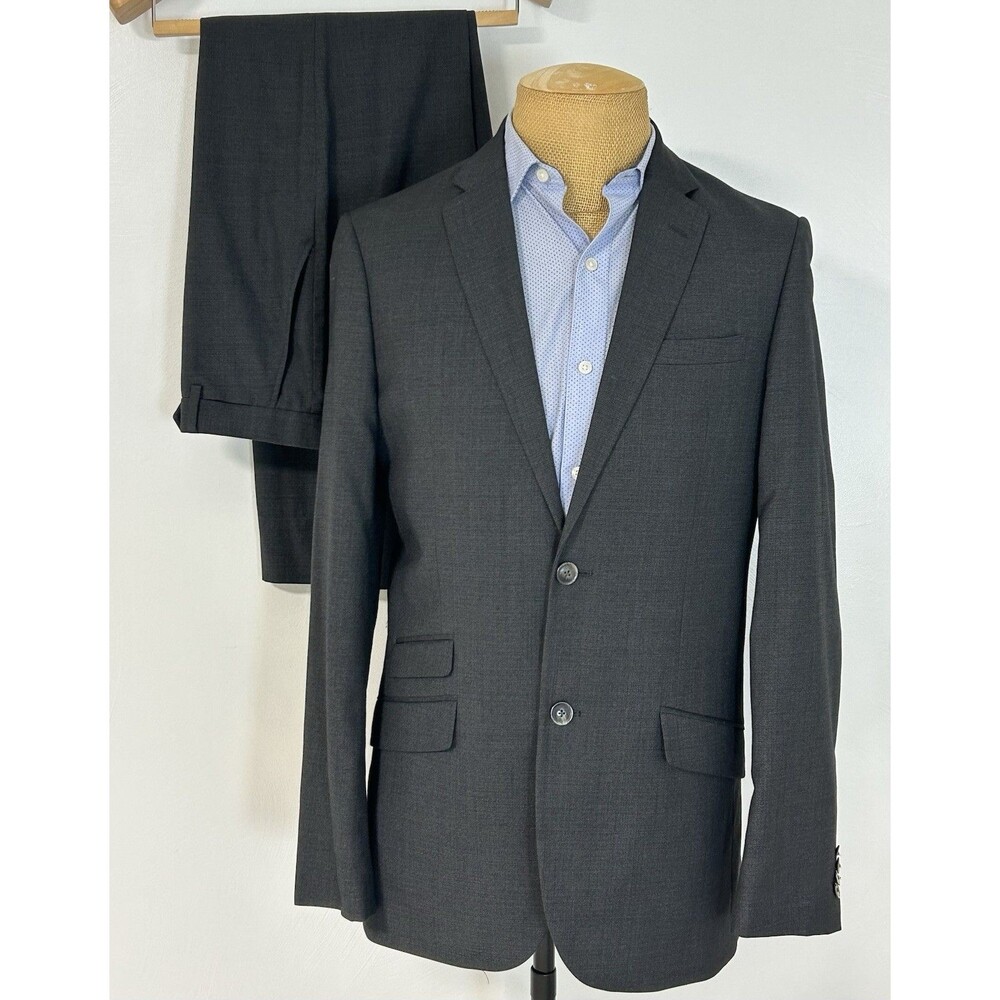 Ben Sherman 2 Piece Dark Grey Suit Notch Lapel Men's Blazer 38L Pants 32x31